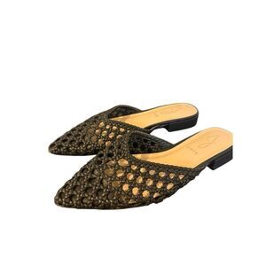 Joie Behold black leather woven mule flats size 6.5